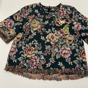 Zara fringe hem floral top M